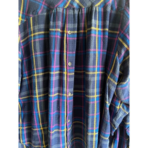 Torrid Navy Plaid Tunic Top statement back with pocket Lagenlook relax Size 3X - Picture 3 of 7